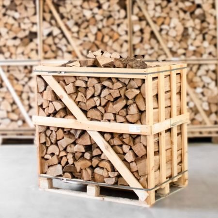 Halbe Palette kammergetrocknetes gespalten Eiche Brennholz 25cm – Bild 2